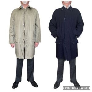 VTG Cable Car Clothiers Men's Navy Khaki Double Sided Reversible Overcoat Sz 42